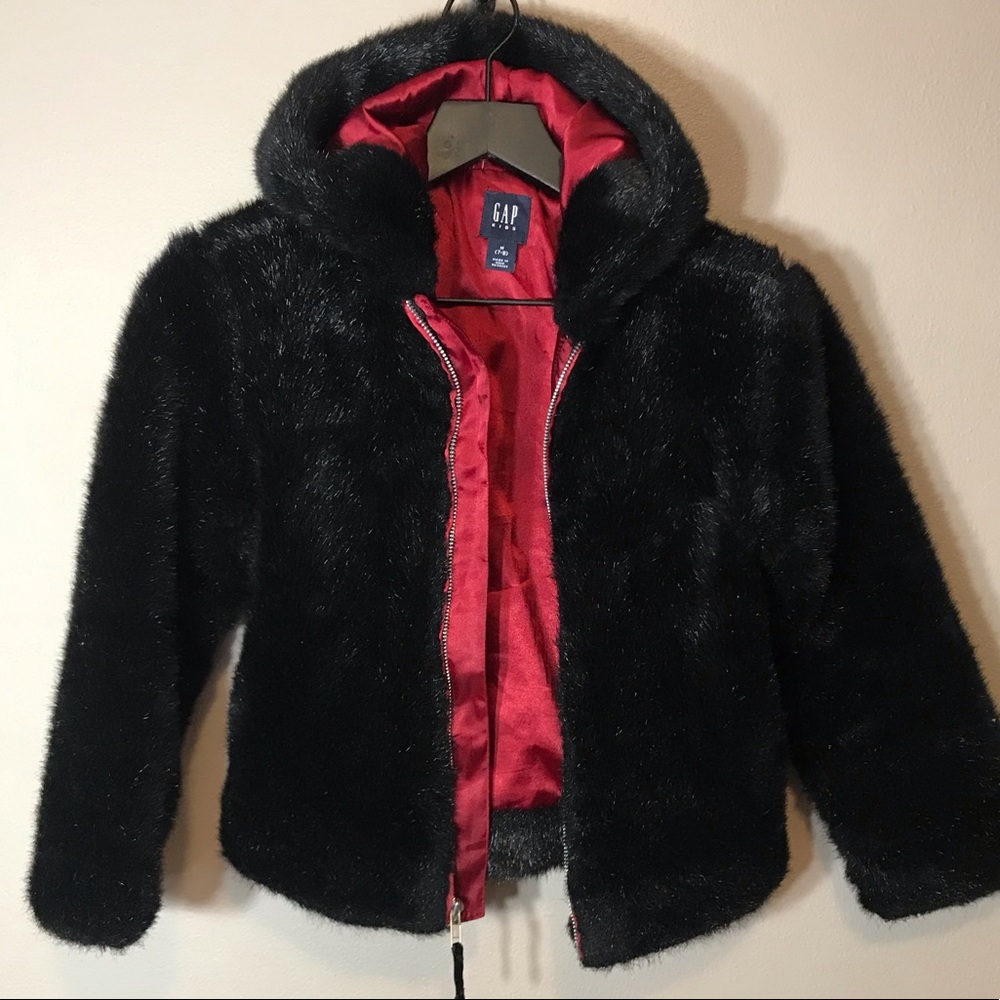 Faux Fur Hooded Jacket Girl’s SZ 7-8 GAP Kids